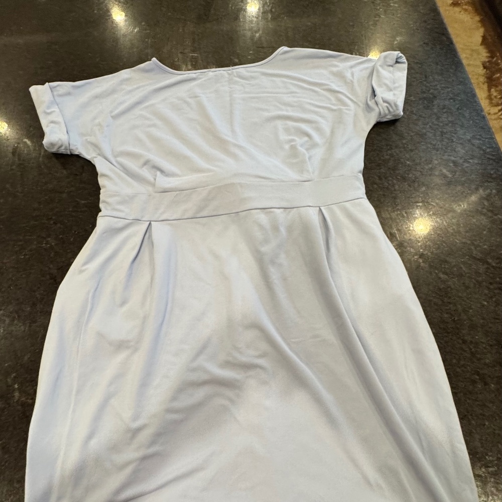 Zenana womens dress xl light blue dress belt front pockets pleated skirt belt